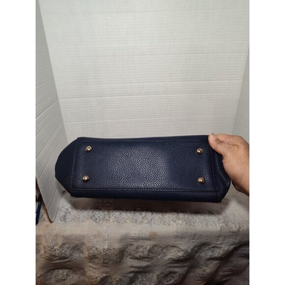 Danbaoly Women's Navy Tote Handbag Faux Leather‎ Gold hardware Brown lining - Picture 12 of 14